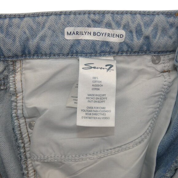 Seven7 Women's Light Wash Denim Distressed Thrashed Marilyn Boyfriend Relaxed 8 - Picture 5 of 6